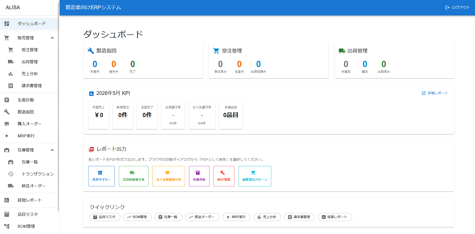 ALISAダッシュボード